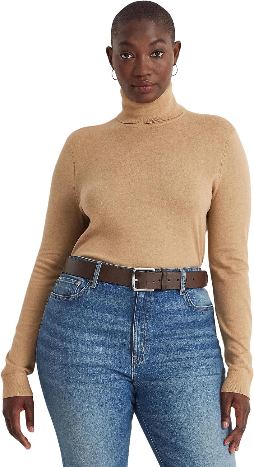 

Свитер Plus-Size Silk-Blend Turtleneck LAUREN Ralph Lauren, цвет Classic Camel