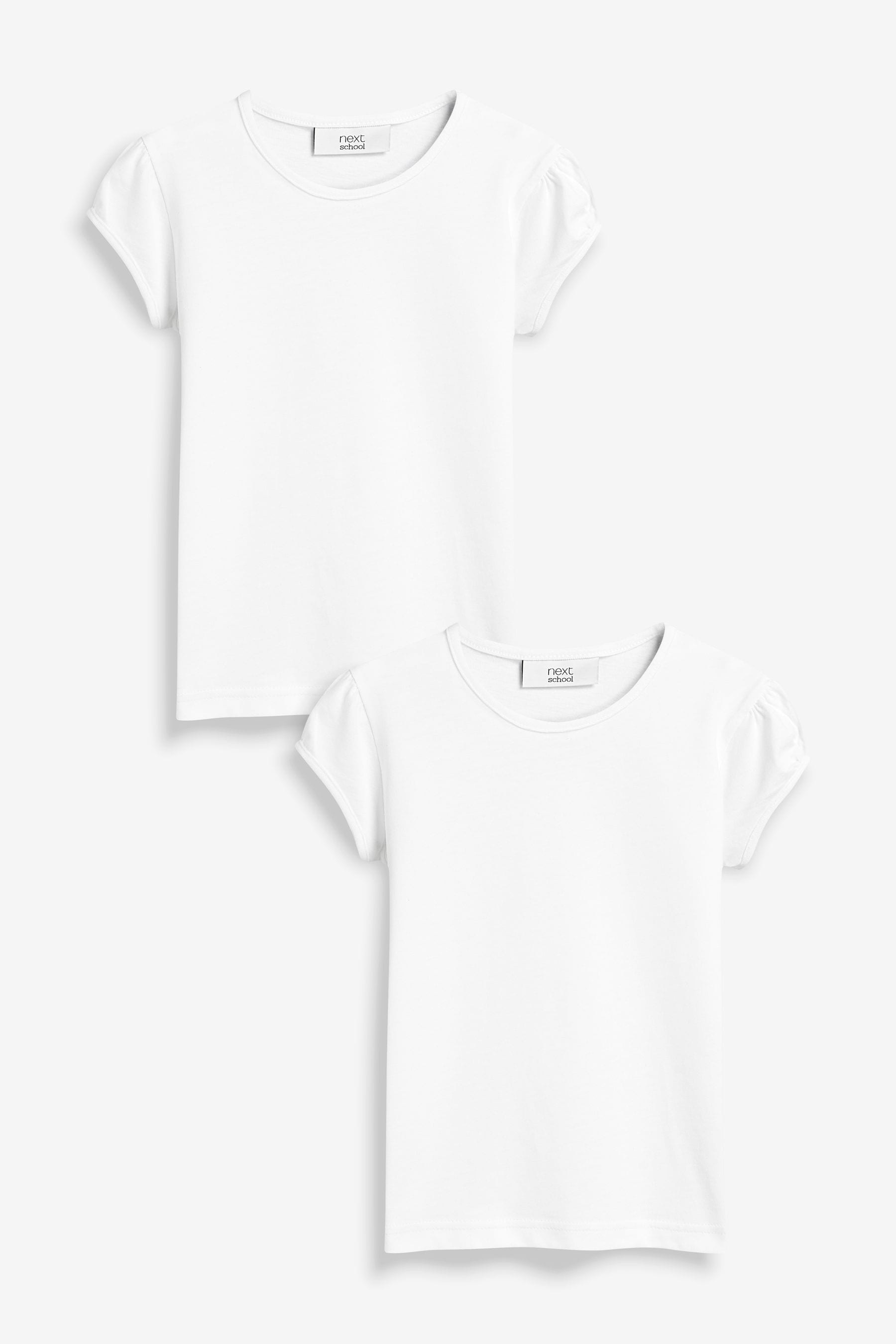 цена Комплект из 2 хлопковых футболок с пышными рукавами Next, белый