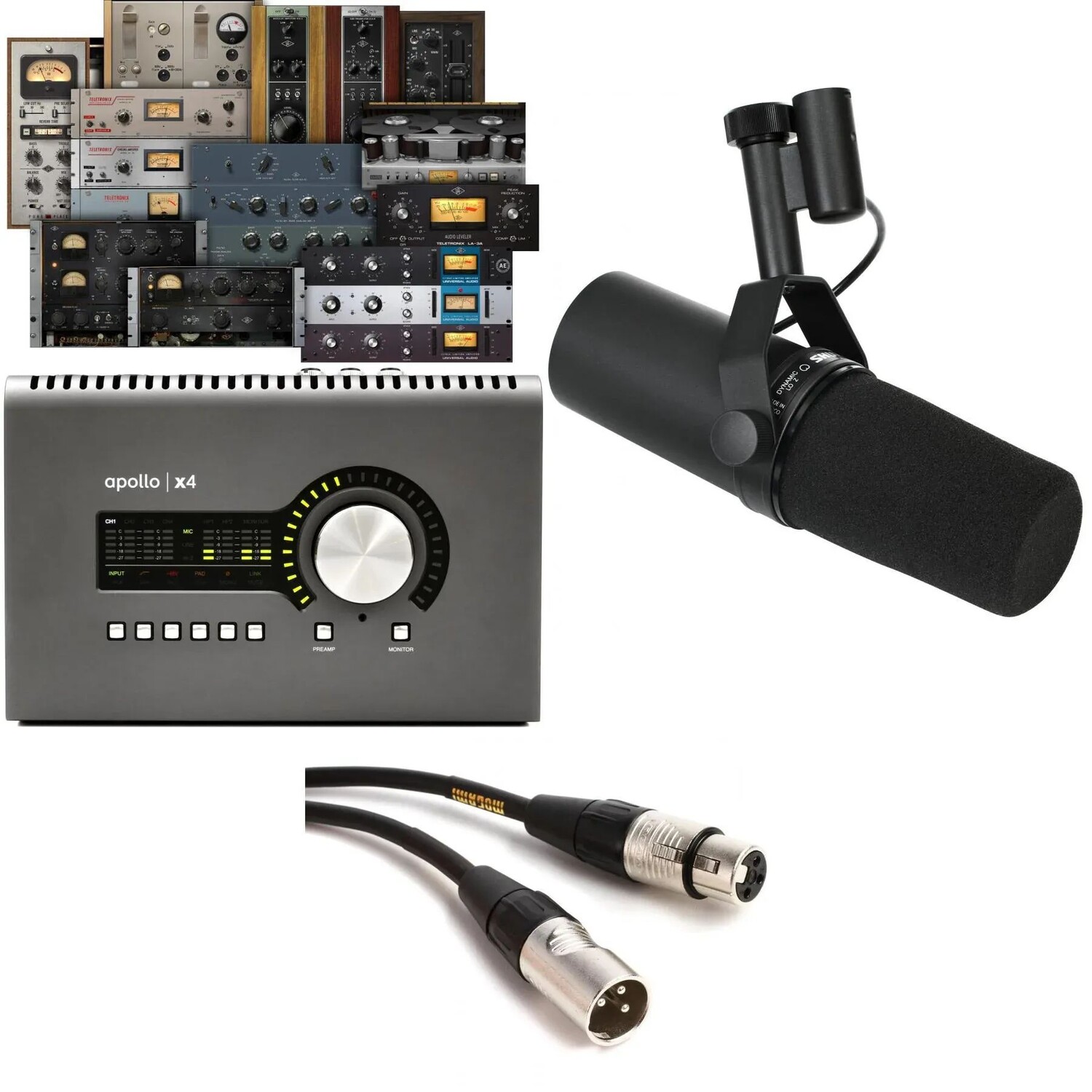 

Комплект записей вокала Shure SM7B и Apollo x4 Heritage Edition