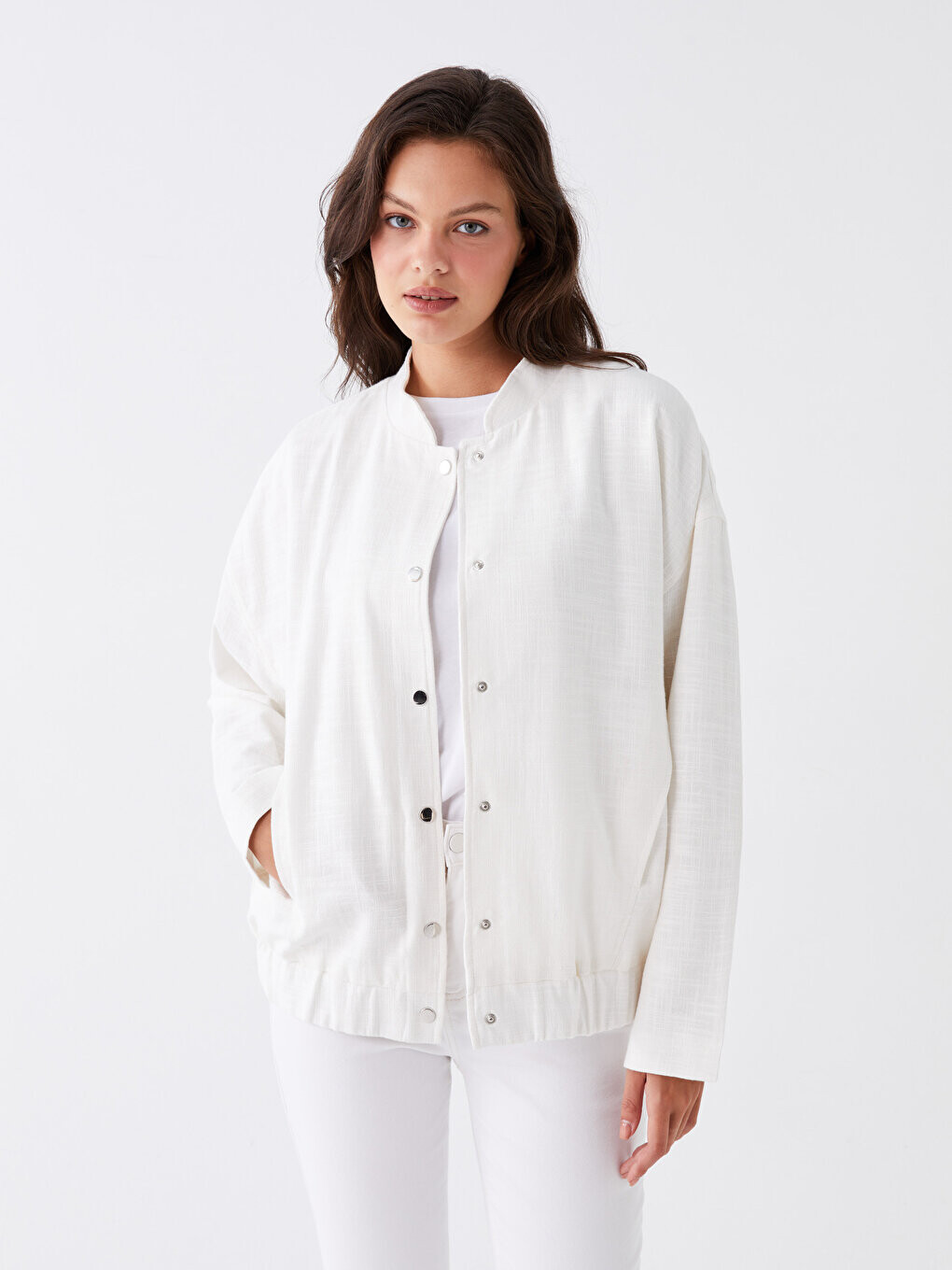 

Женская прямая куртка со студенческим воротником LCW Casual