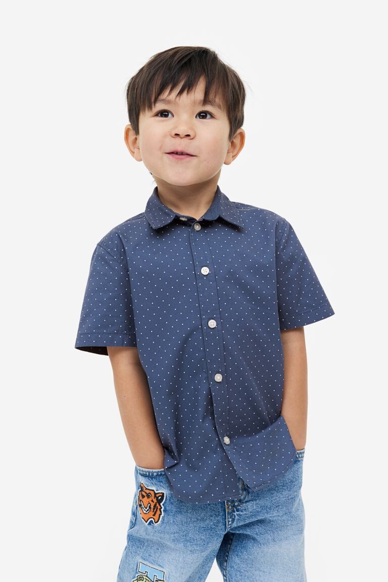 

Хлопковая рубашка с коротким рукавом H&M