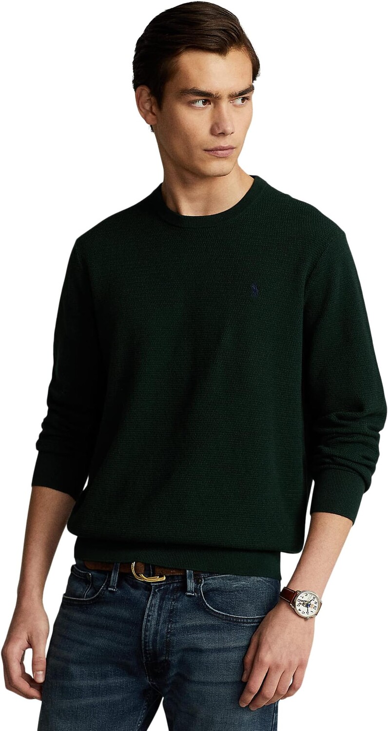 

Хлопковый свитер фактурной вязки Polo Ralph Lauren, цвет Hunt Club Green