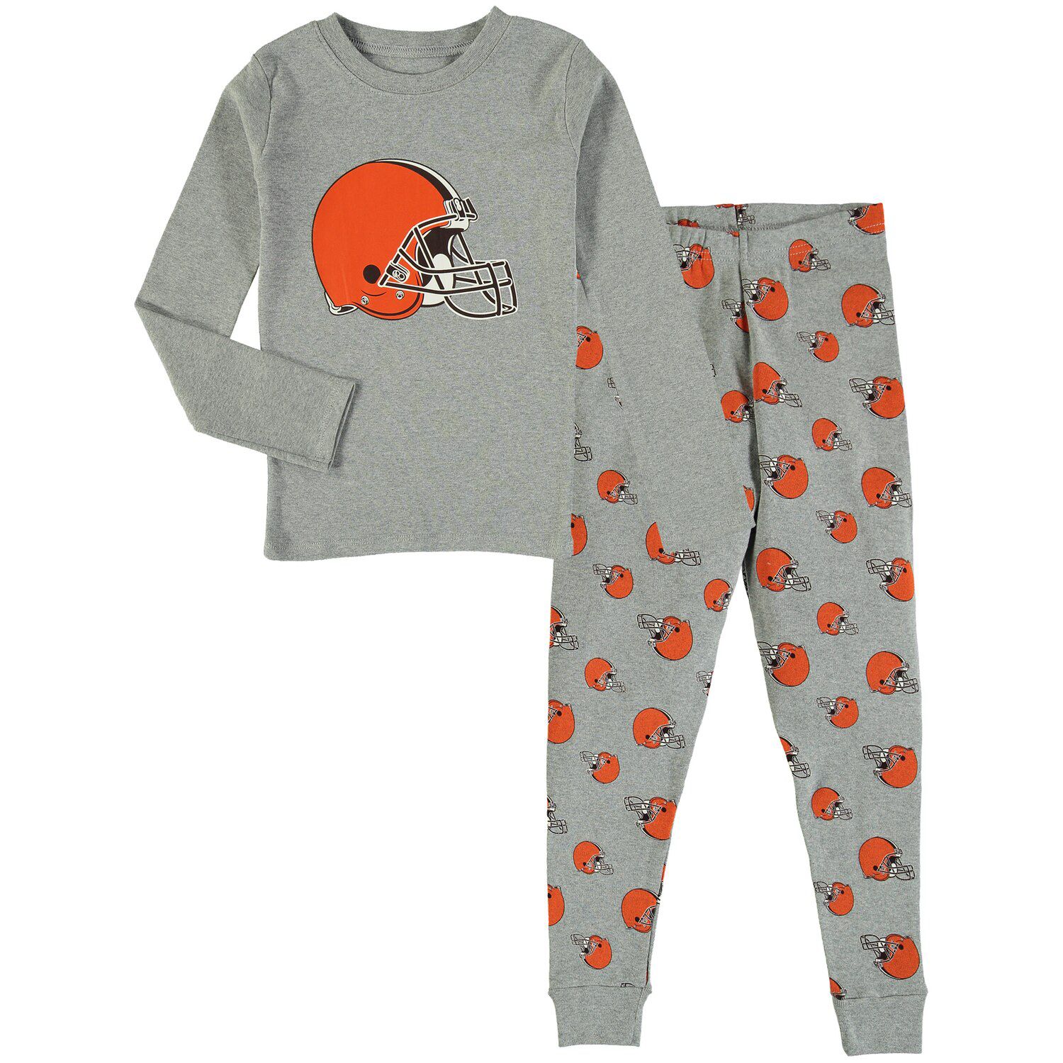 Серый комплект для сна с футболкой и брюками Cleveland Browns с длинными рукавами и брюками для дошкольников Outerstuff