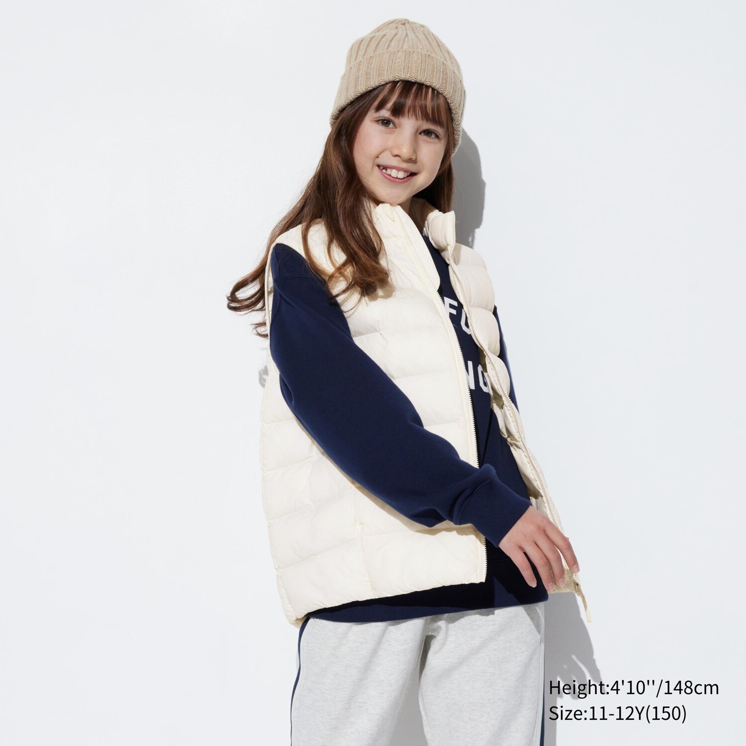

Жилет Uniqlo детский утепленный, слоновая кость, Бежевый