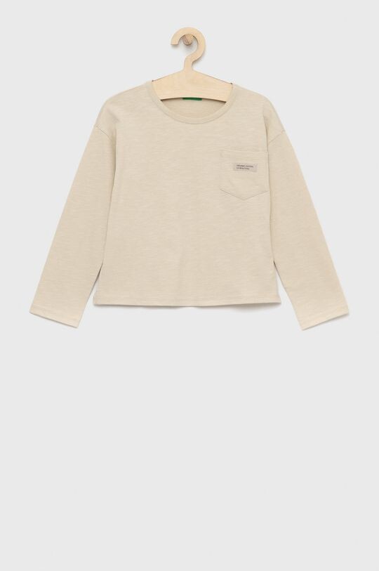 

Детская хлопковая футболка с длинными рукавами United Colors of Benetton, бежевый