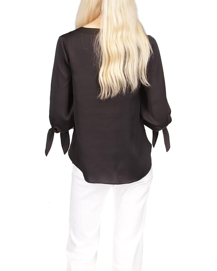 

Топ Michael Kors Solid Satin Tie Top, черный