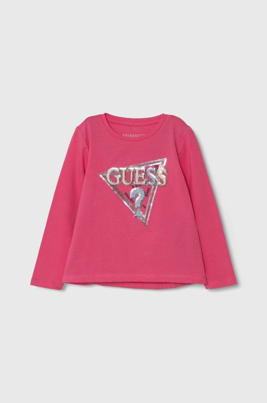 

Детская футболка с длинными рукавами Guess, розовый