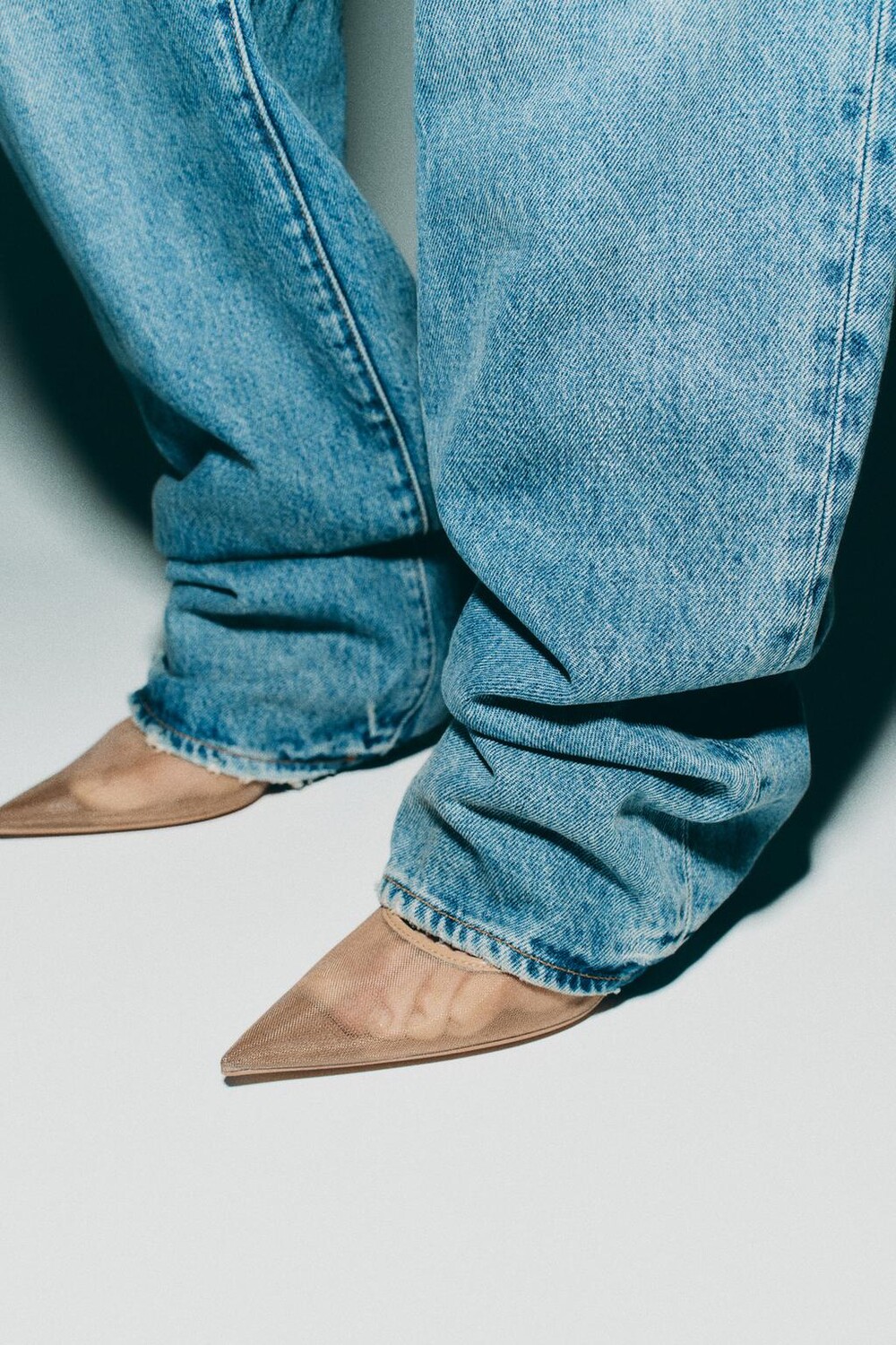 

Туфли на высоких каблуках с сеткой ZARA, бежевый