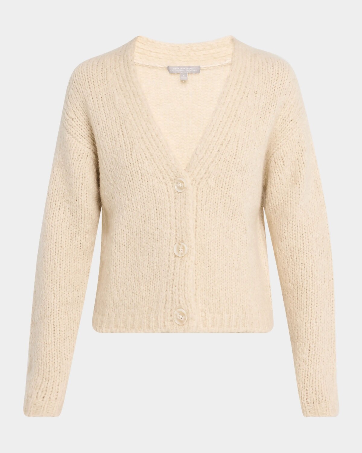 

Кардиган массивного букле из кашемирового шелка Neiman Marcus Cashmere Collection, цвет Oat