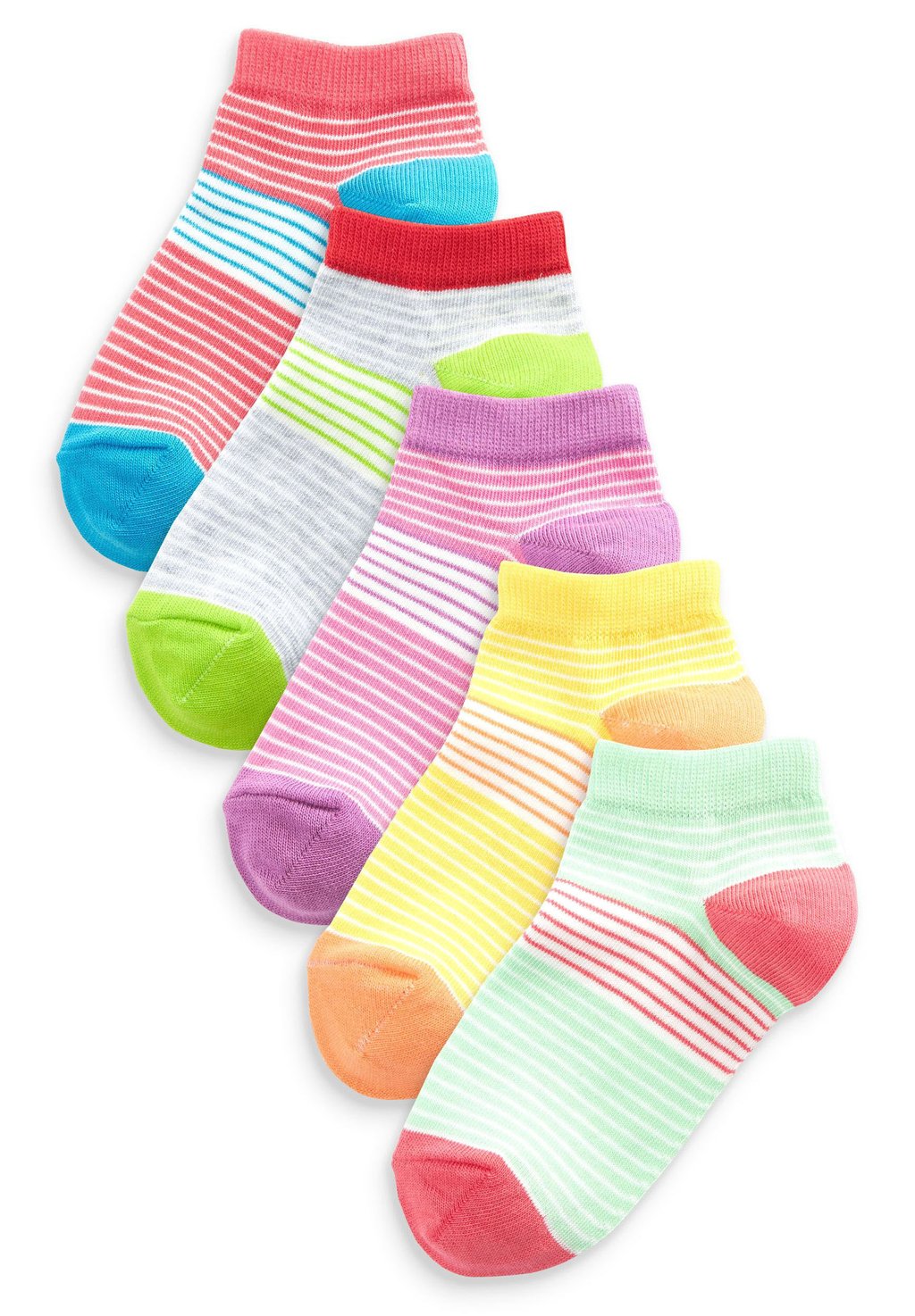 Носки 5 Pack Cotton Rich Bright Stripe Trainer Socks Next, мультиколор носки 7 pack rich trainer next цвет white bright heel and toe