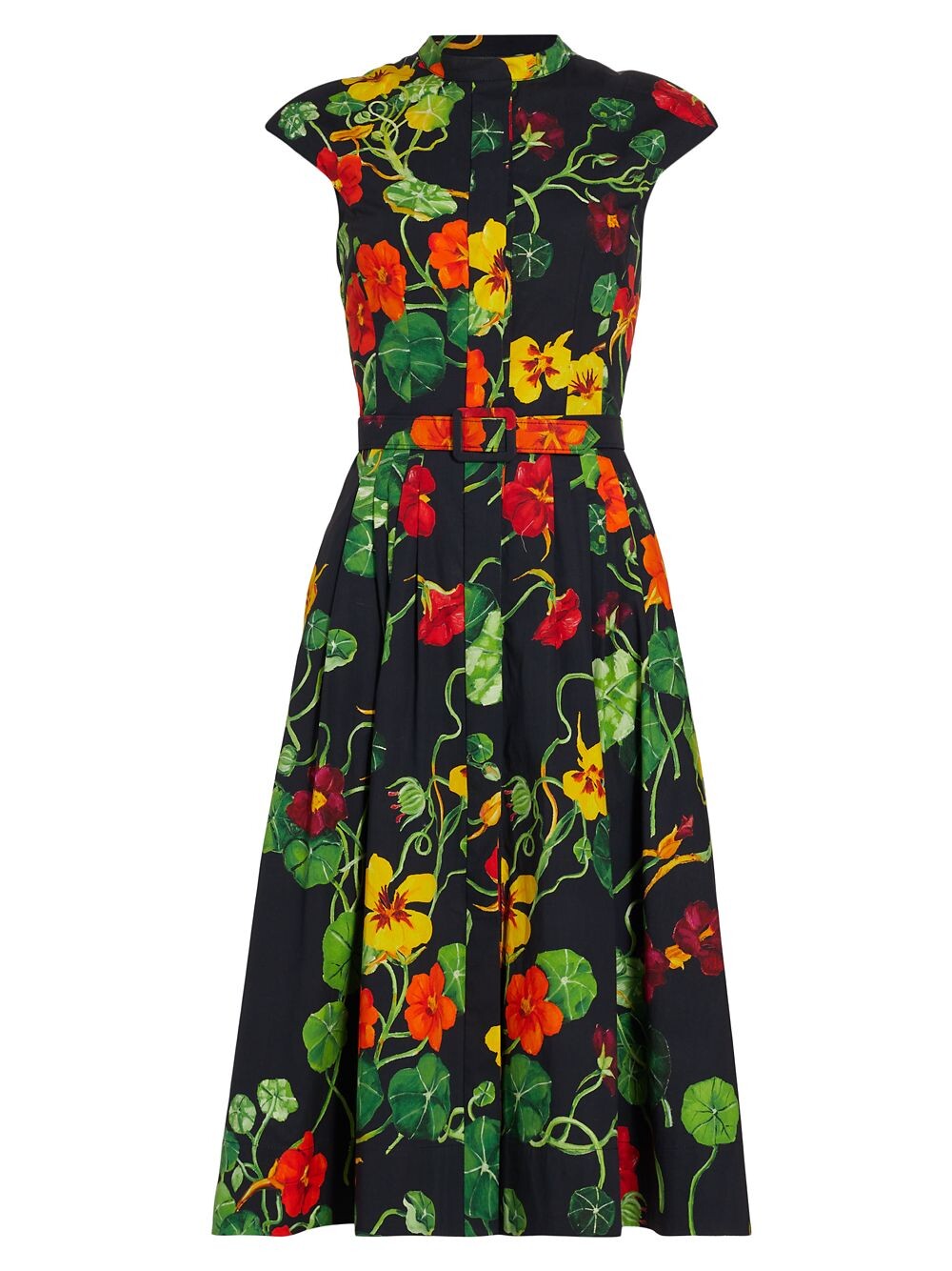 

Платье из хлопкового поплина Nasturtium Oscar de la Renta, нави