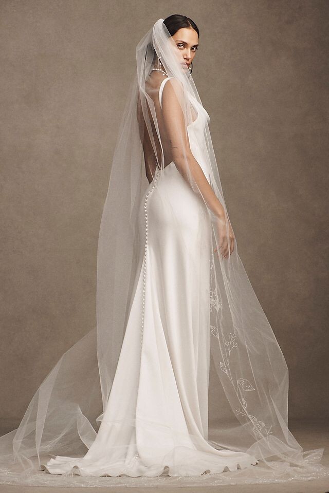 

Вуаль Blossom Veils с цветочным принтом из бисера, слоновая кость