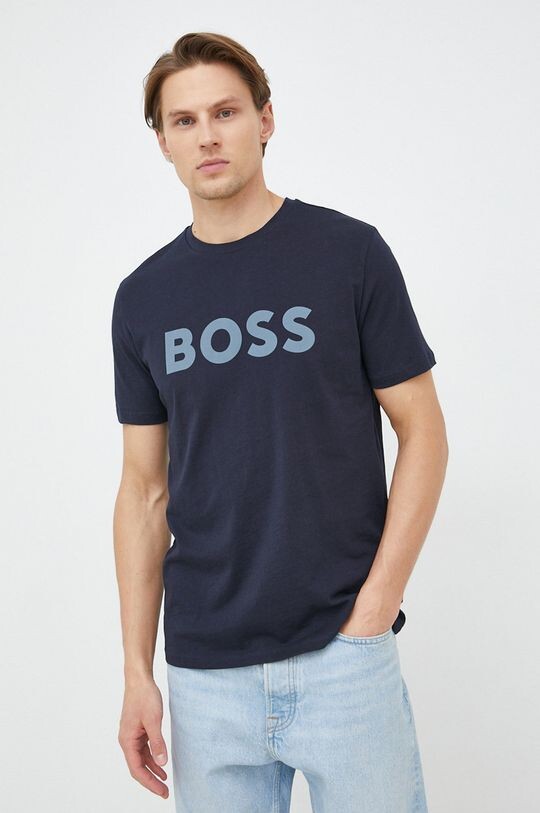 

Хлопковая футболка BOSS BOSS ORANGE Boss, темно-синий