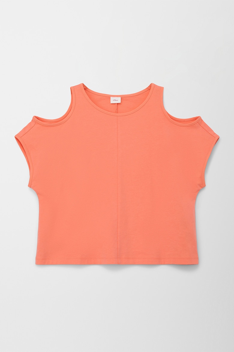 Хлопковая футболка с вырезами на плечах S Oliver, оранжевый
