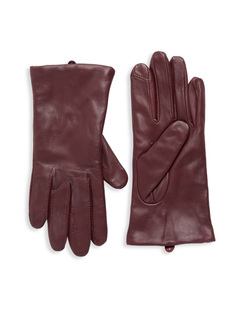 Кожаные перчатки на кашемировой подкладке Saks Fifth Avenue, цвет Emilion