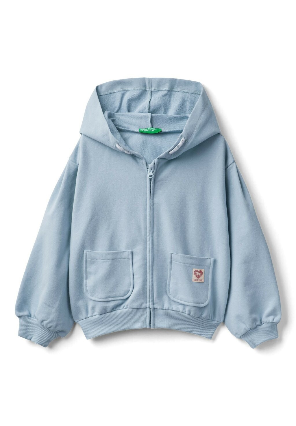 

Толстовка на молнии Hem And Cuffs Tape Fastened On Hood Box Pleat Sleeves Fashion Label Applied To Front Pockets United Colors of Benetton, синий