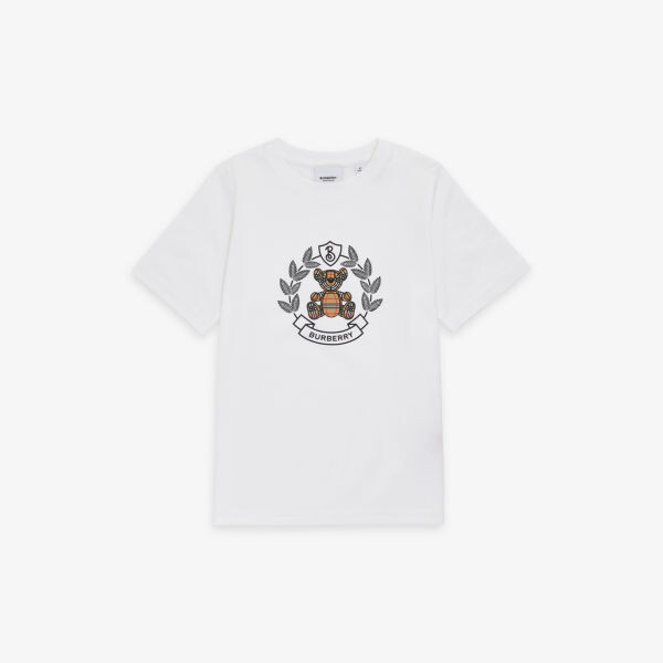 

Футболка из хлопкового трикотажа с лог-гребнем 3-8 лет Burberry, белый