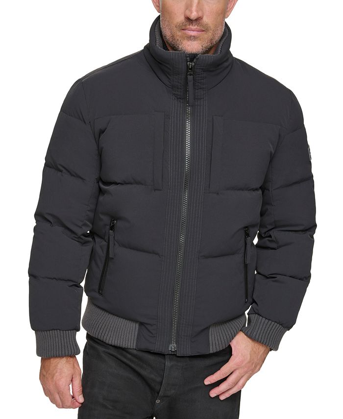 Мужская эластичная куртка-бомбер с цветными блоками и боковой отделкой по бокам Marc New York, черный
