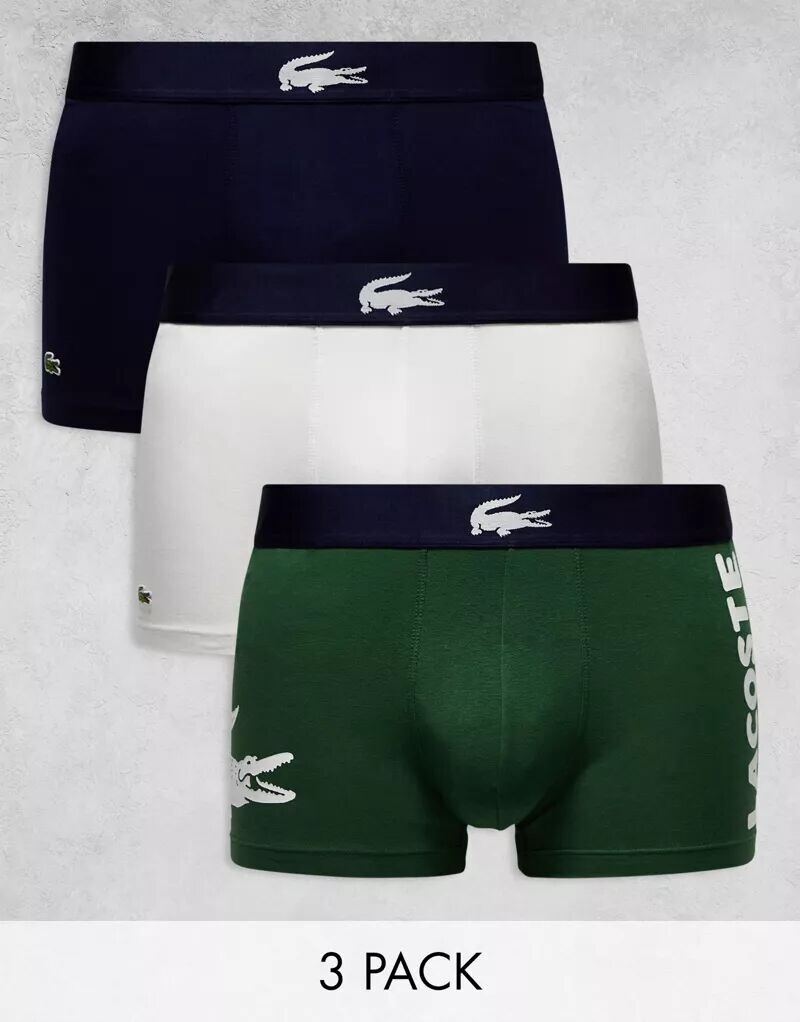 

Зеленые трусы из эластичного хлопка Lacoste (3 шт.)