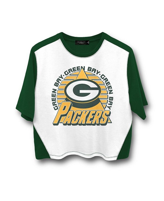 

Женская укороченная футболка с цветными блоками NFL Green Bay Packers NFL Green Bay Packers Clothing Junk Food Clothing, белый