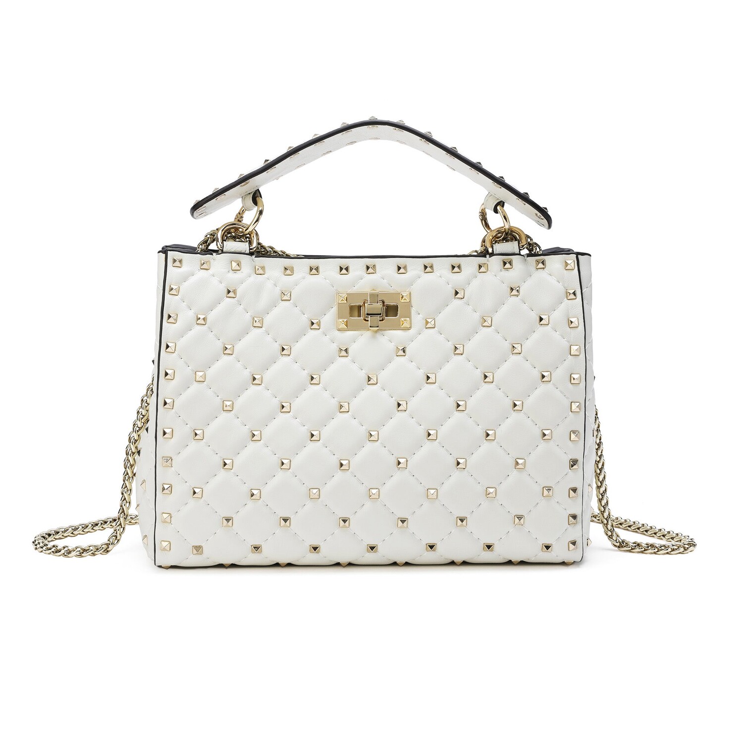 

Сумка на плечо из стеганой кожи ягненка Tiffany & Fred с заклепками Tiffany & Fred Paris, цвет Off White