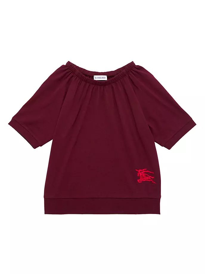 Топ с открытыми плечами и логотипом для маленьких девочек и девочек Burberry, цвет claret melange