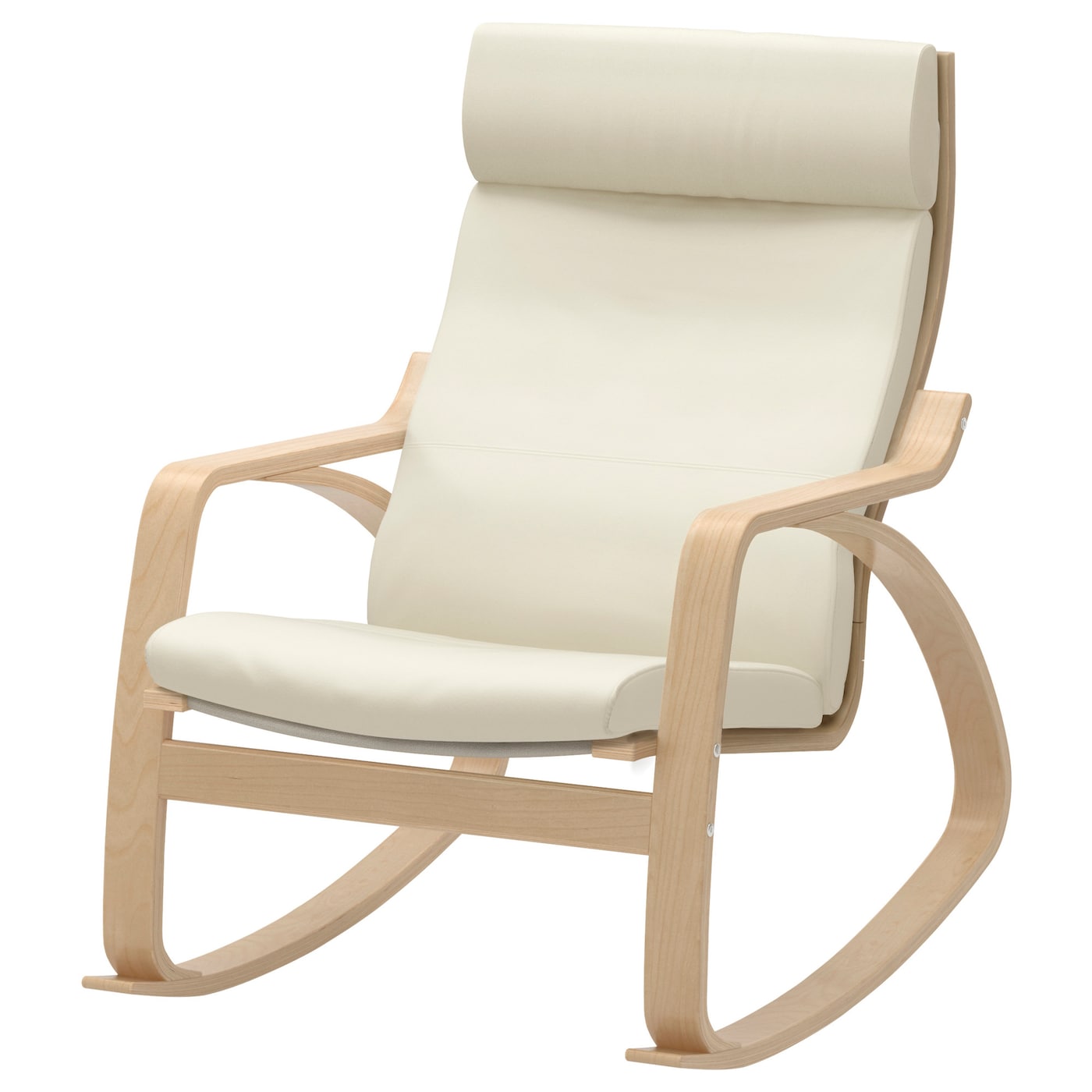 ПОЭНГ Кресло-качалка, березовый шпон/Глянец натуральный белый POÄNG IKEA кресло качалка tc 65x61x74 см белый натуральный