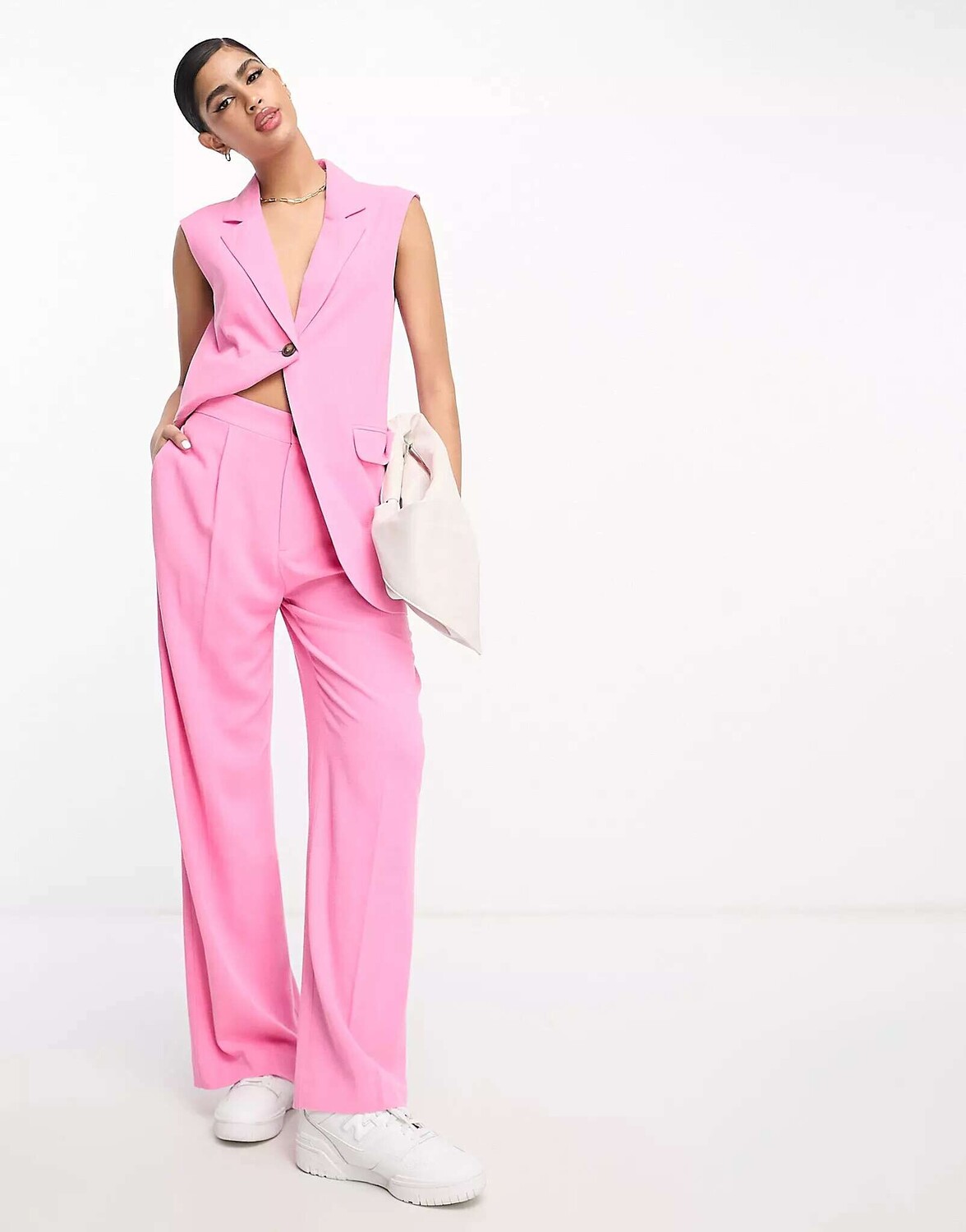 

Розовые льняные свободные брюки ASOS, Розовый
