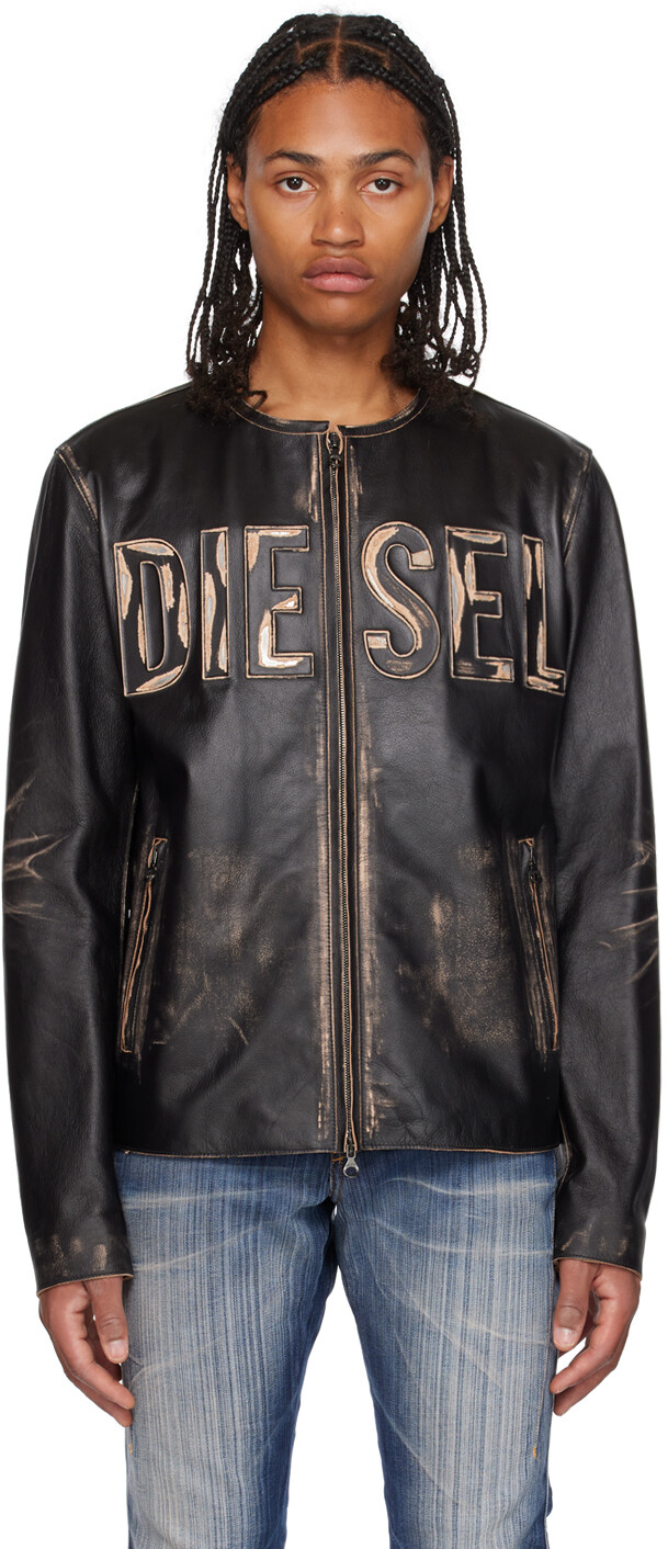 

Черная кожаная куртка L-Met Diesel, Черный