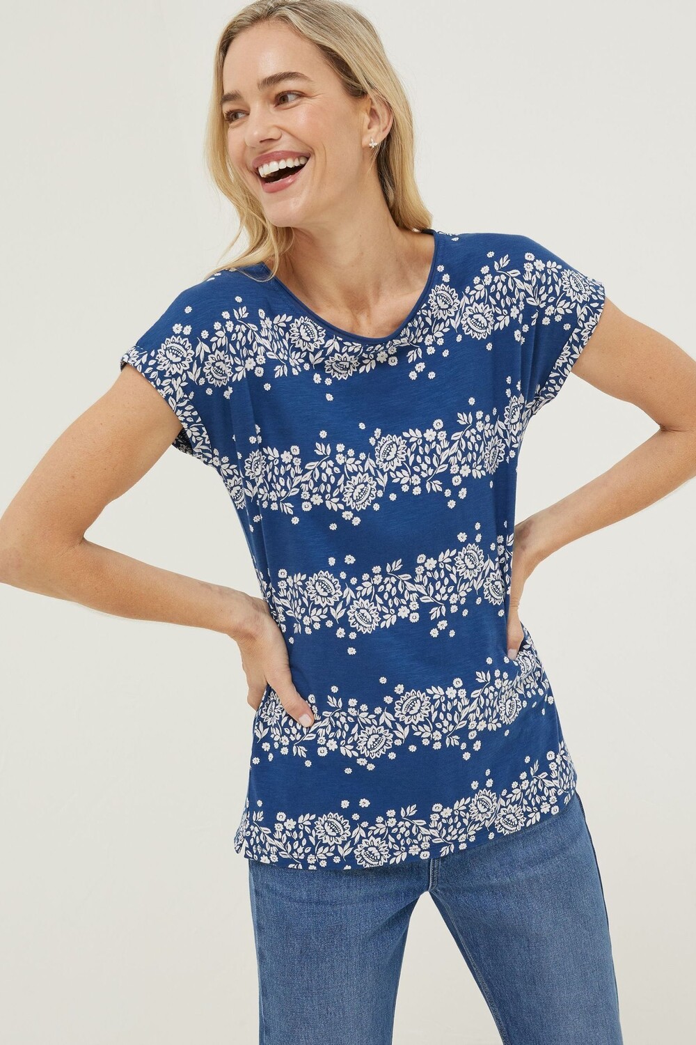 

Футболка FatFace Ivy Batik с полосатым узором Fat Face, синий