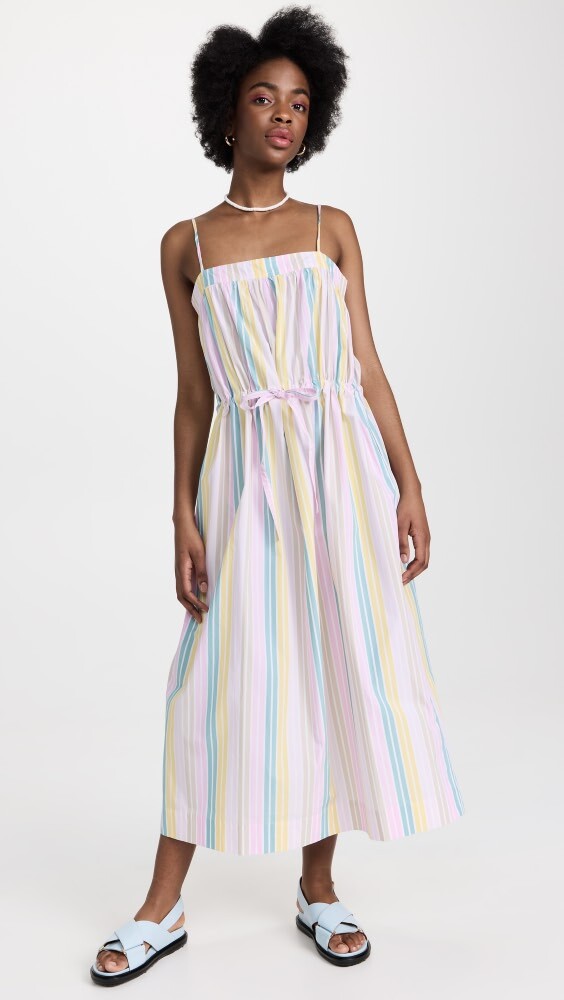 

Платье GANNI Stripe Cotton Maxi Strap, разноцветный