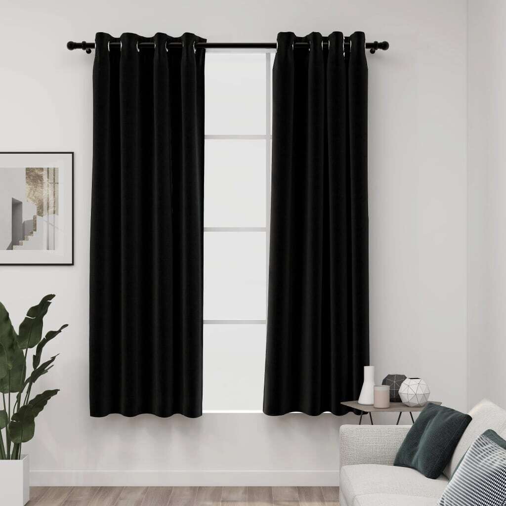 

Шторы блэкаут льняные 2шт антрацит 140х225 см DKD HOME DECOR, серый
