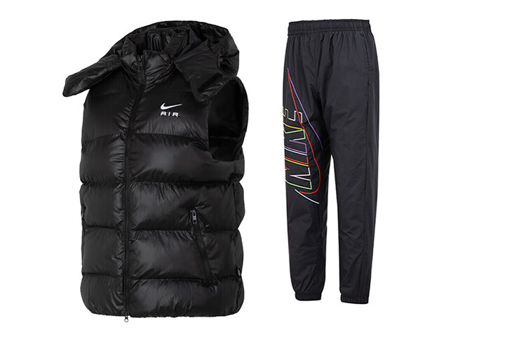 

Повседневная спортивная мужская черная жилетка + черные брюки Nike, черный