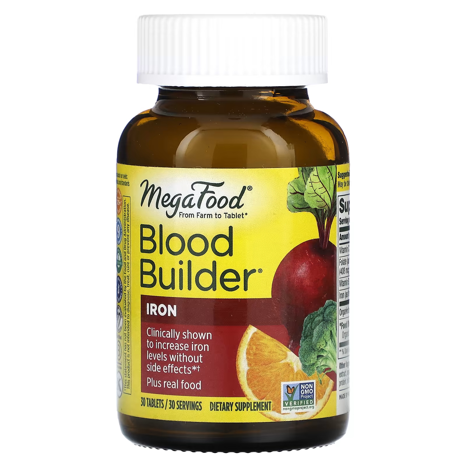Кровостроительное железо MegaFood, 30 таблеток железо megafood blood builder iron 60 таблеток