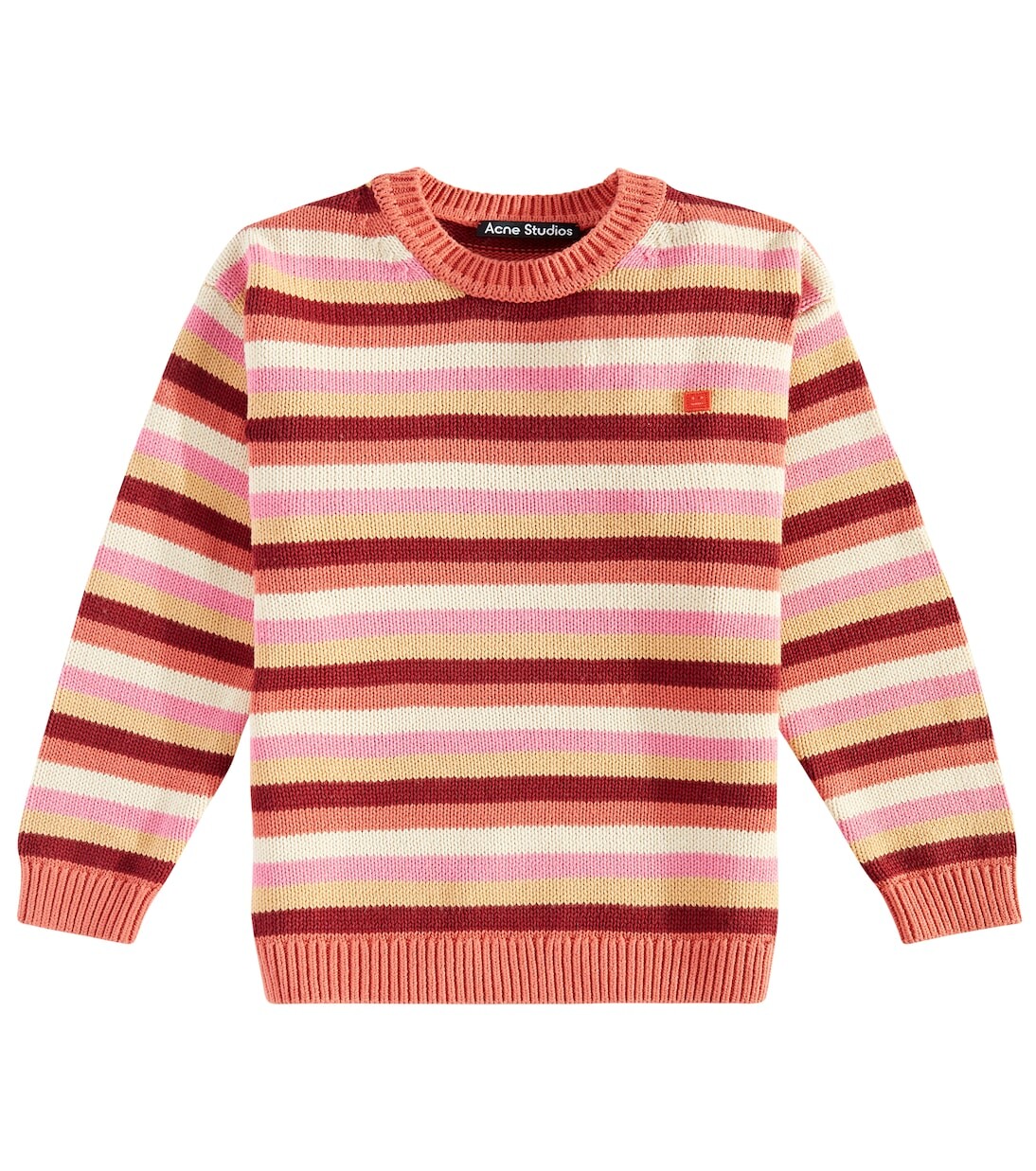

Хлопковый свитер в полоску с лицом Acne Studios, мультиколор
