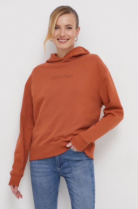цена Хлопковая толстовка Calvin Klein, оранжевый
