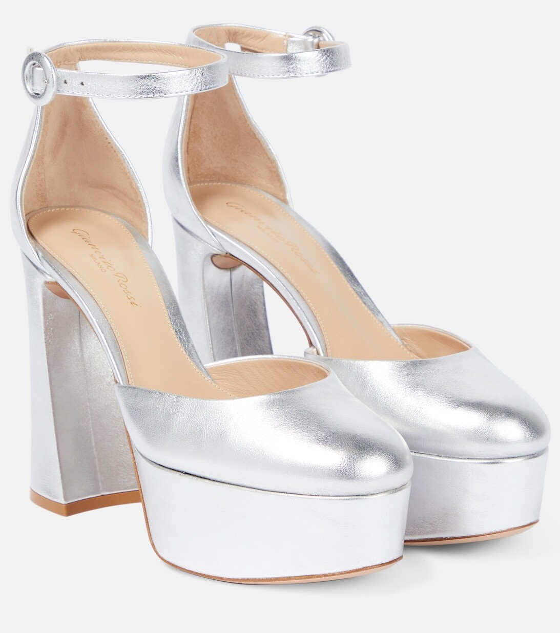 

Кожаные туфли Holly D'Orsay 70 на платформе Gianvito Rossi, серебряный, Серый, Кожаные туфли Holly D'Orsay 70 на платформе Gianvito Rossi, серебряный