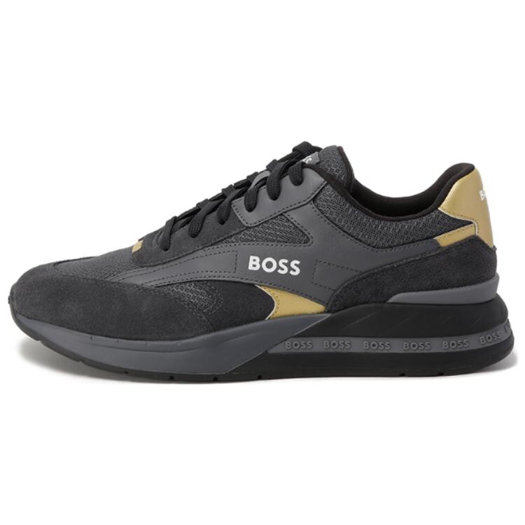 

Кроссовки BOSS Logo-embellished Low-top Sneakers, черный/серый
