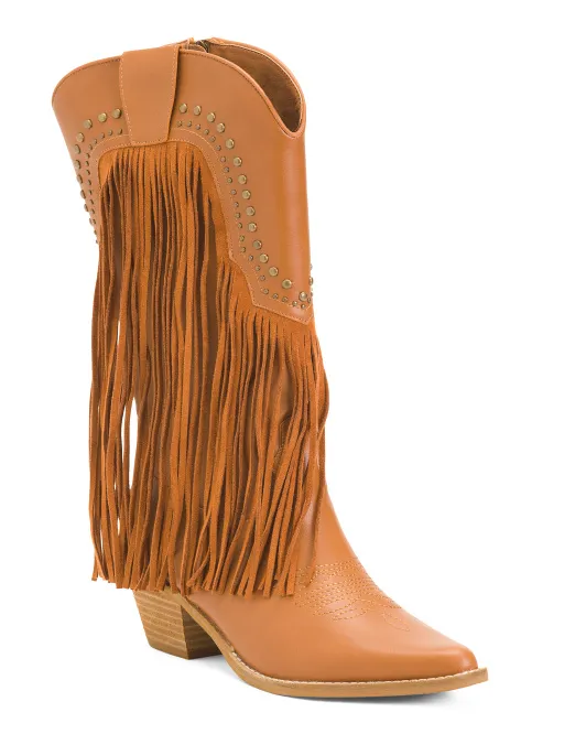 

Ковбойские сапоги Adela с заклепками и бахромой Beast Fashion, цвет Camel