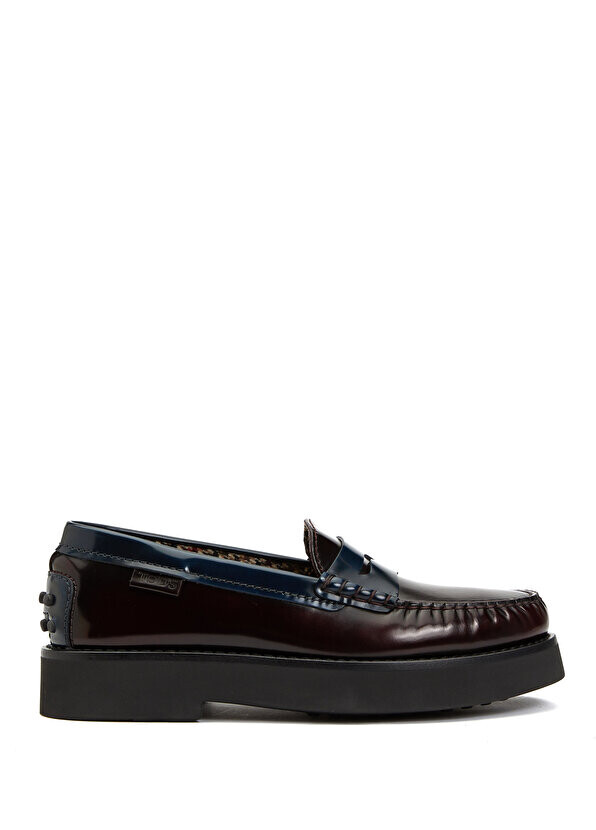 

Бордовые женские кожаные лоферы с красной полосой Tod's