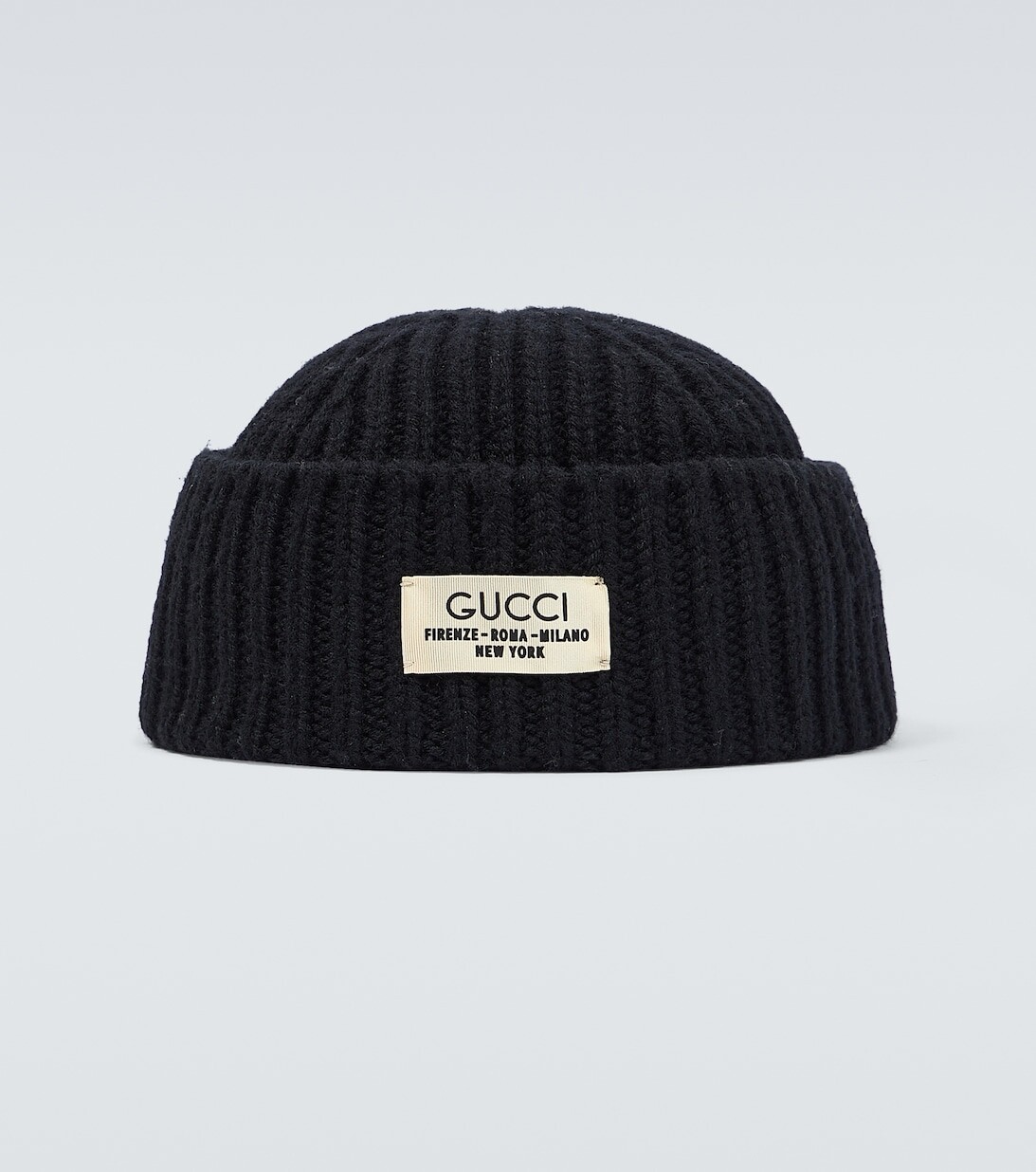 

Шапка-бини в рубчик с логотипом Gucci, черный