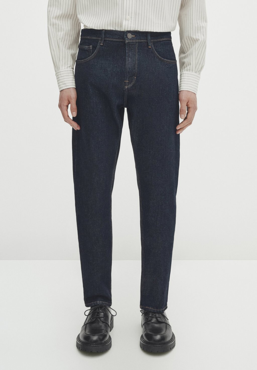 

Джинсы узкого кроя Rinse Wash Massimo Dutti, цвет blue black denim