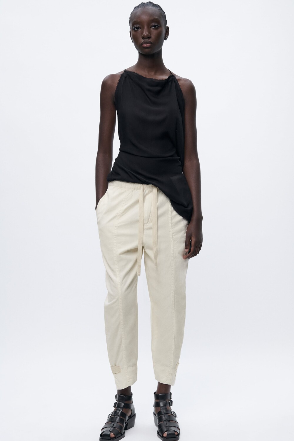 

Брюки облегающего кроя Zara, экрю, Серый