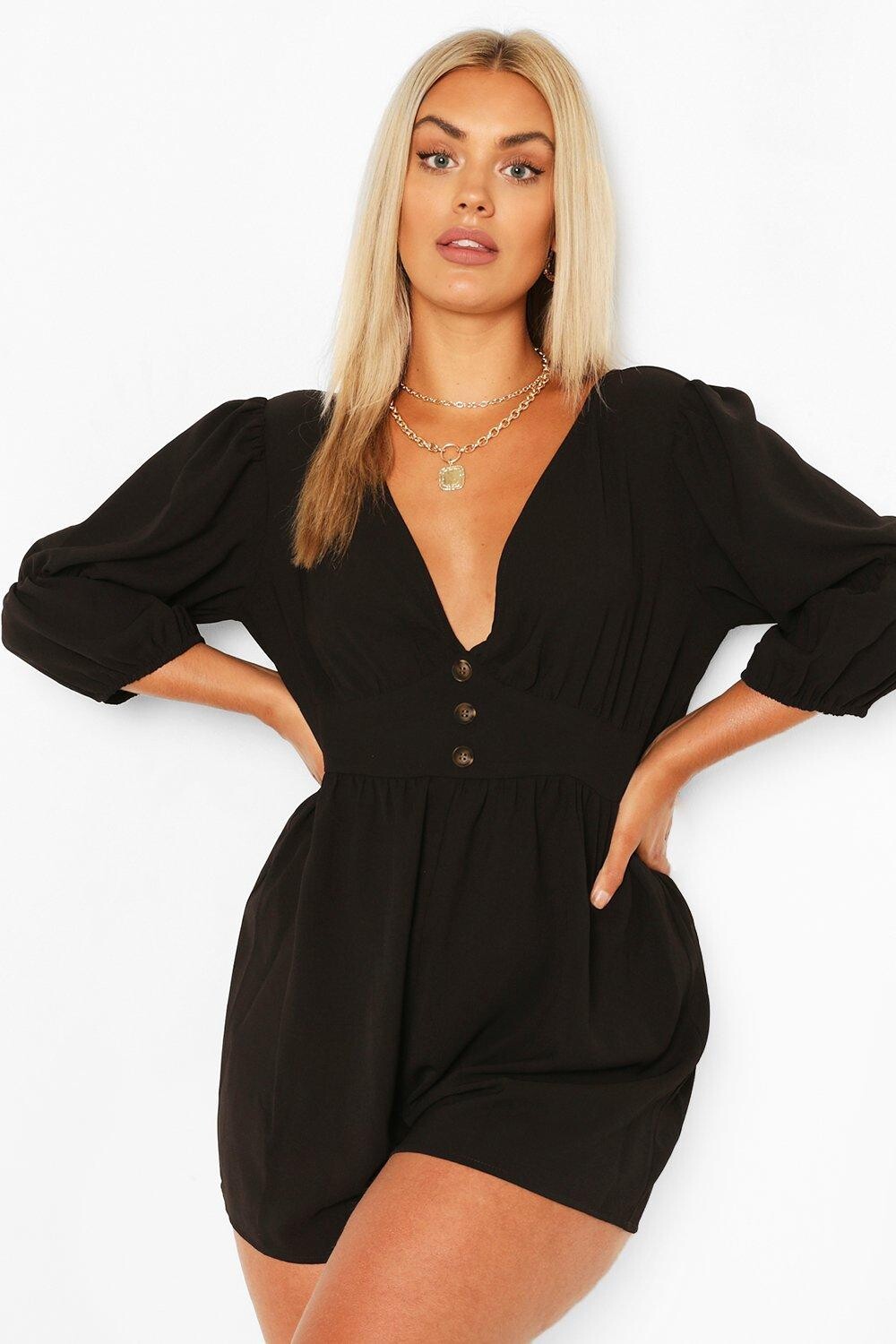

Комбинезон с деталями на кнопках Boohoo, черный