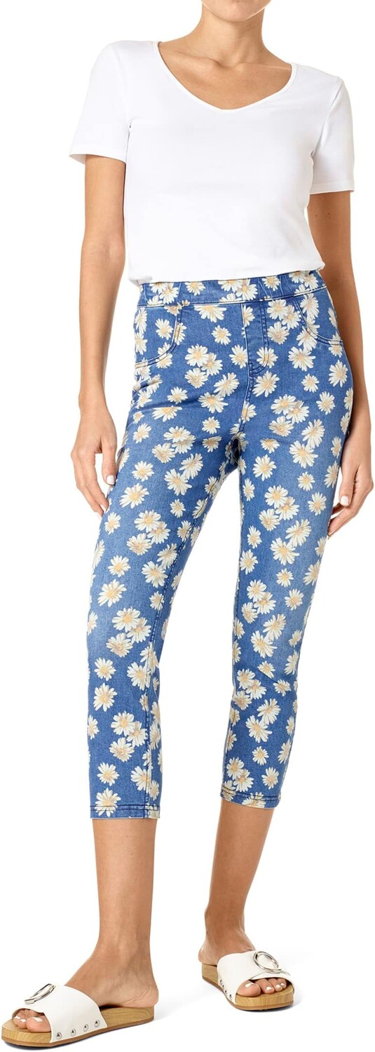 

Джинсы High-Rise Ditsy Floral Denim Capris HUE, цвет Medium Wash