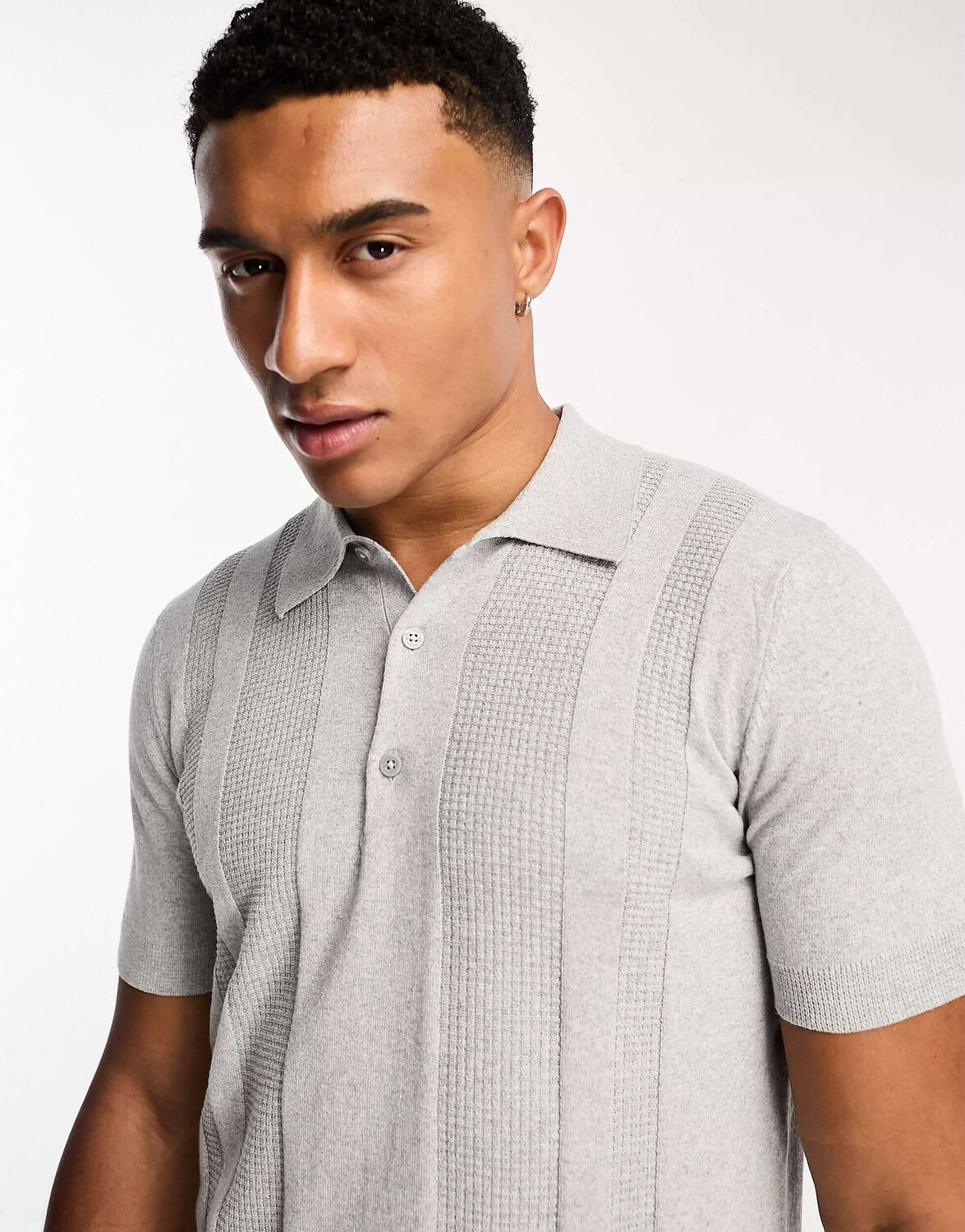 

Серый фактурный трикотажный топ-поло Ben Sherman