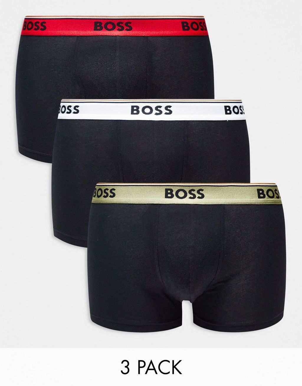 

Комплект из трех плавок черного цвета с контрастными поясами Boss Bodywear power