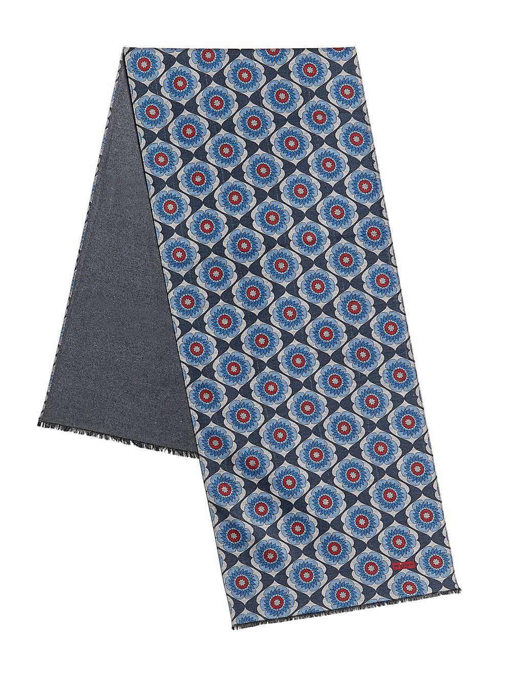 Цветочный шелковый шарф Kiton, синий