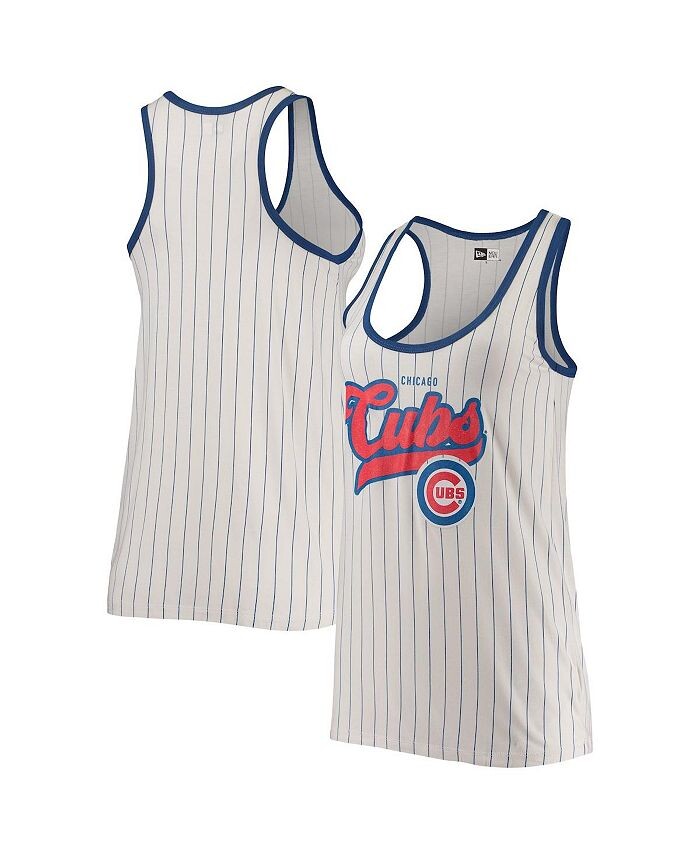 

Женская белая и королевская майка Chicago Cubs в тонкую полоску с овальным вырезом New Era, мультиколор