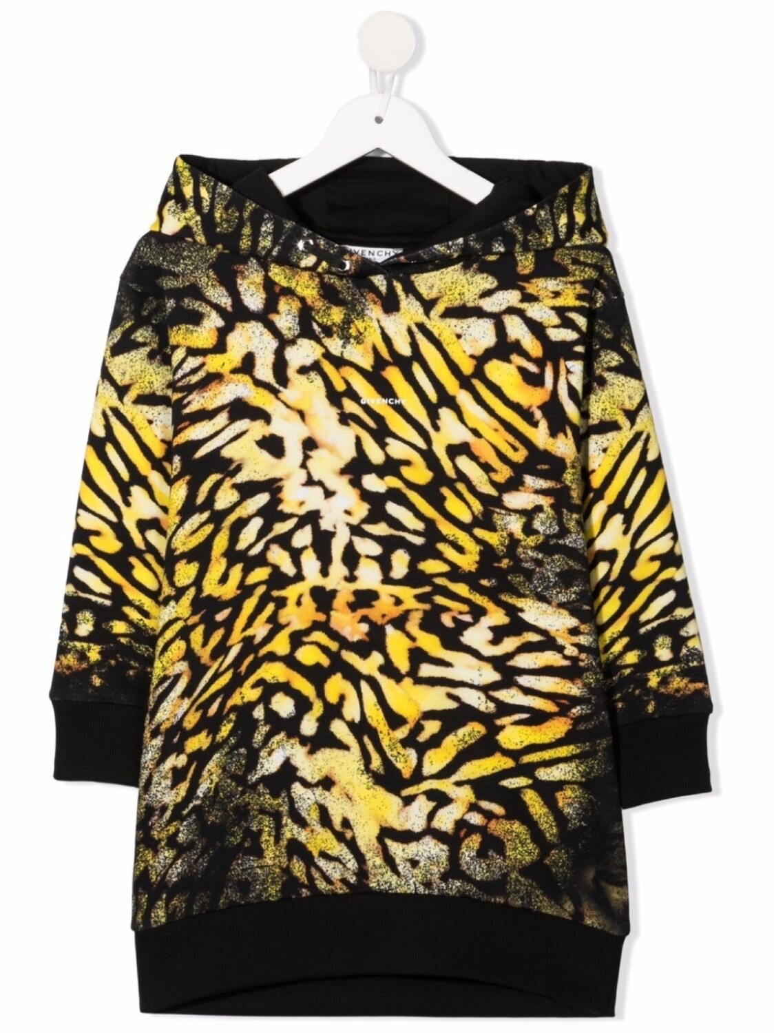 

Платье с капюшоном и абстрактным принтом Givenchy Kids, черный